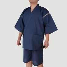 Летние для мужчин японские кимоно короткий рукав пижамы Винтаж Домашний халат традиционные халаты 062513