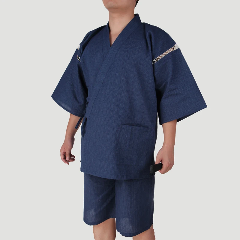 2017 Summer Men Japanese Kimono Short Sleeve Sleepwear Vintage Men Home dressing gown