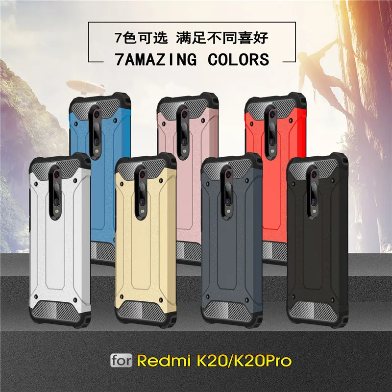 Luxury Armor Shockproof Case For Xiaomi Redmi K20 Pro Mi9t Mi 9T 9 CC9 CC9E A3 Lite Redmi Note 8 7 7A 8A 10 8T Soft Bumper Cover