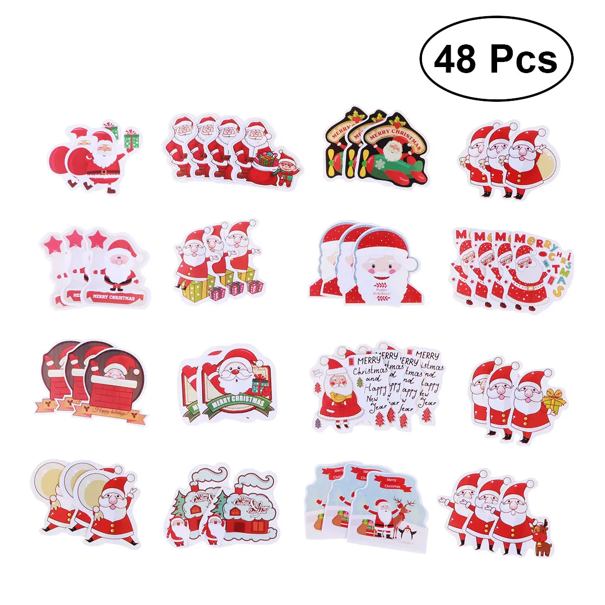 

48Pcs Santa Claus Sticker Label Baking Packing DIY Cartoon Sticker Decoration Sealing Paster Decals for Gift Packaing Envelope