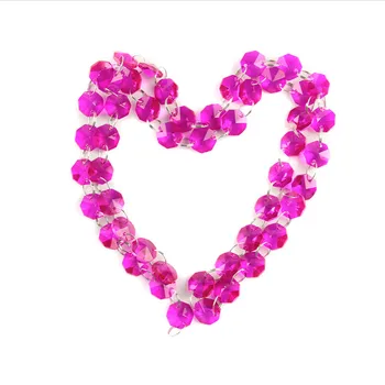 

Decor Curtains Glass 8meters/Lot 14mm Fuchsia Color Crystal Octagon Beads Wedding Garland Strand Free Shipping