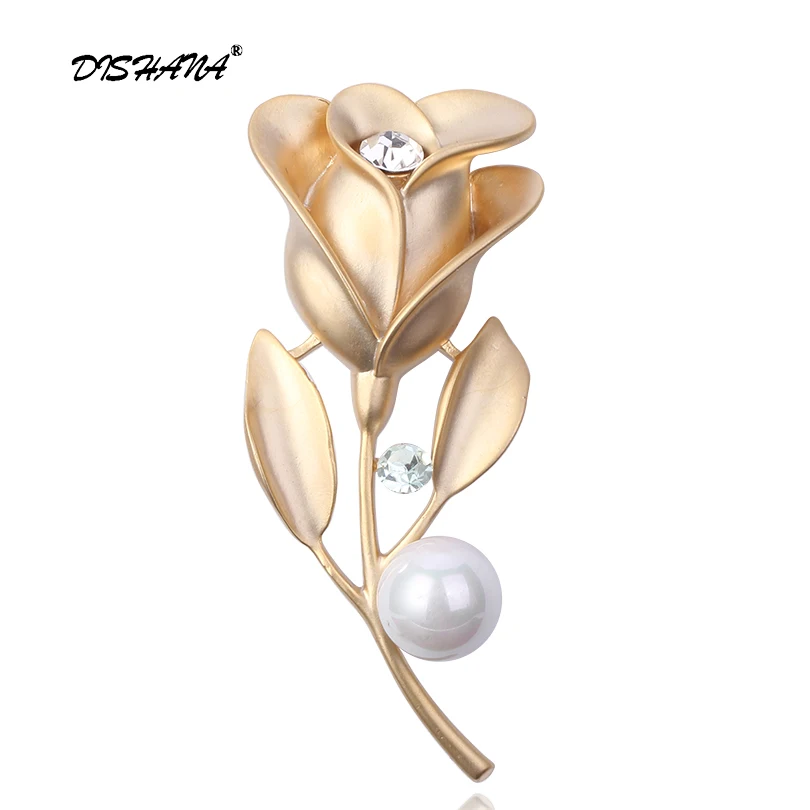 

Dishana Crystal Brooches For Women Trendy Flower Simulated Pearl Brooch Pins Mujer Broches Jewelry Fashion Pins and Brooches