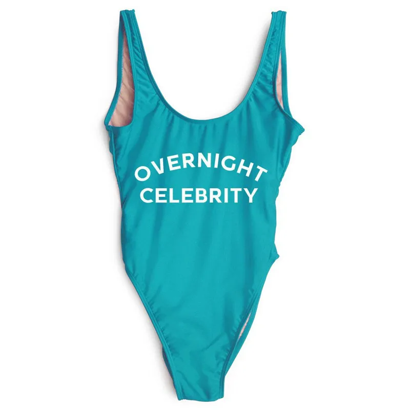 OVERNIGHT CELEBRITY One Piece Swimsuit 2017 Sexy Women Funny Bathing suit Bodysuit Swimwear