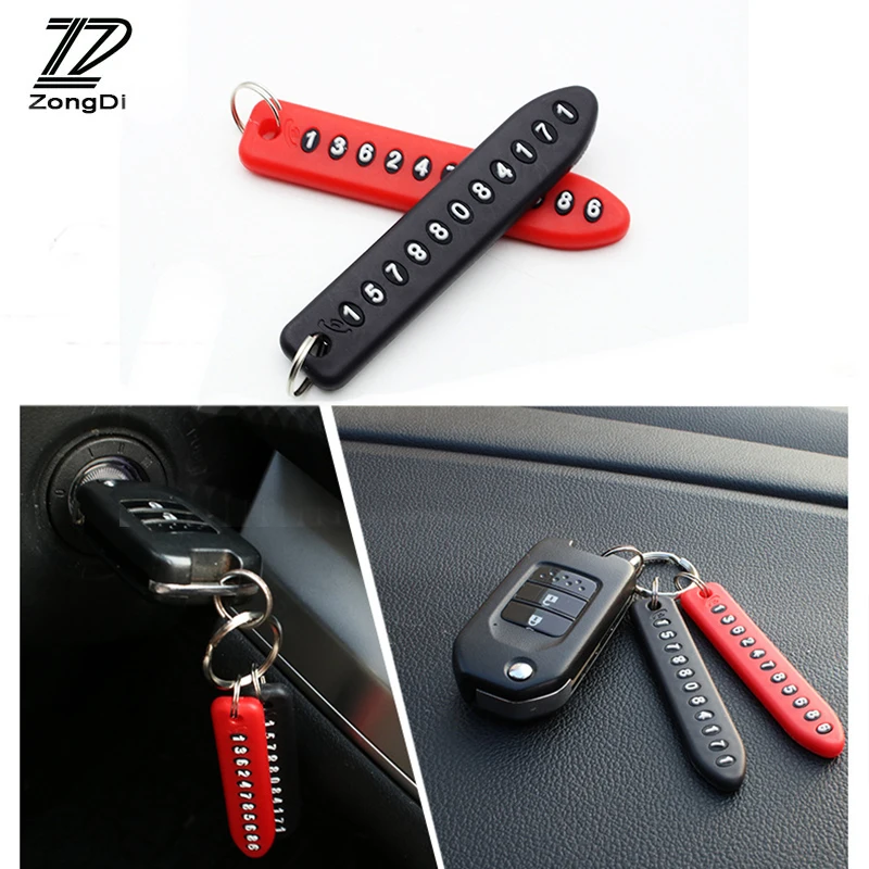 1Pcs Car Keychain Anti-lost Parking Card Phone Number Plate Car Keychain Pendant