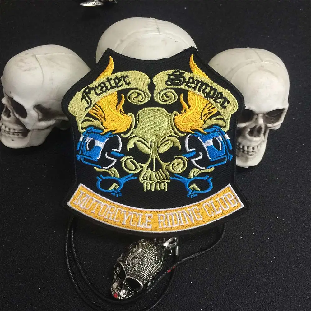 Biker Iron On Patch Badge / Sew On Jeans Jacket Embroidered - Foto 14