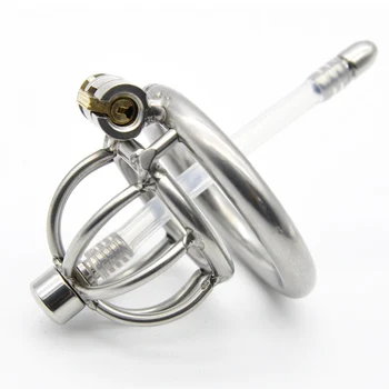 CHASTE BIRD Stainless Steel Cock Cage Penis Ring Male Chastity Device with catheter Stealth New Lock tube Adult Sex Toy A282 4