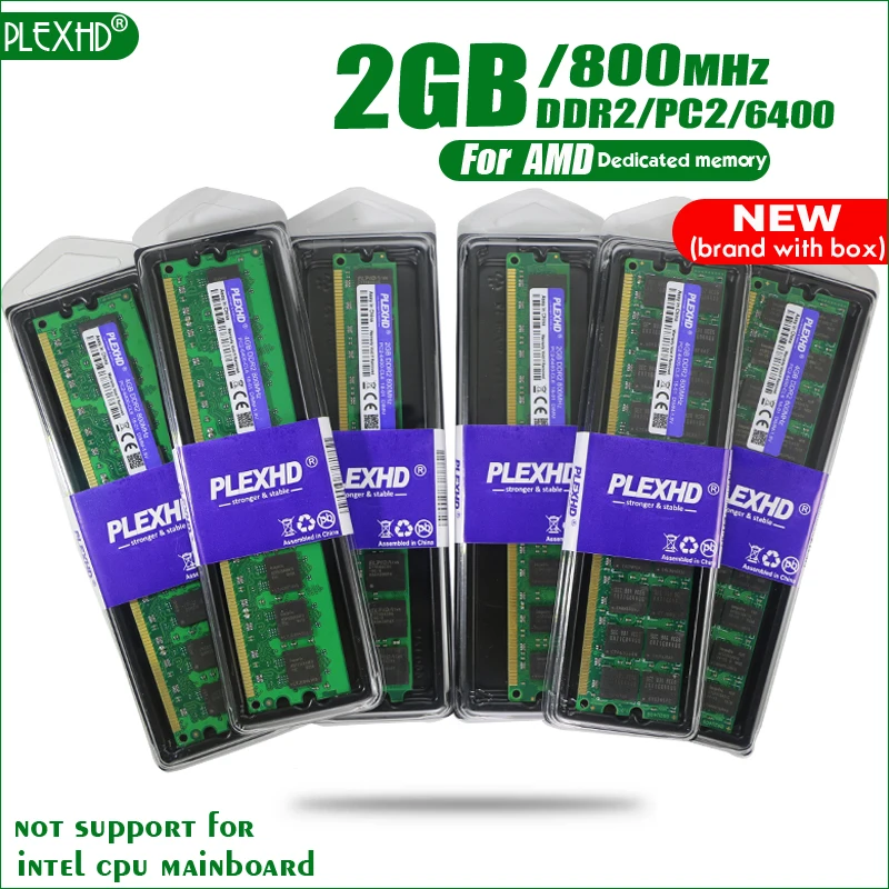 PLEXHD 2 Гб DDR2 PC2-6400 800 МГц 2G PC2 6400 для настольных ПК DIMM оперативная память 240 контакты для AMD Высокая совместимость