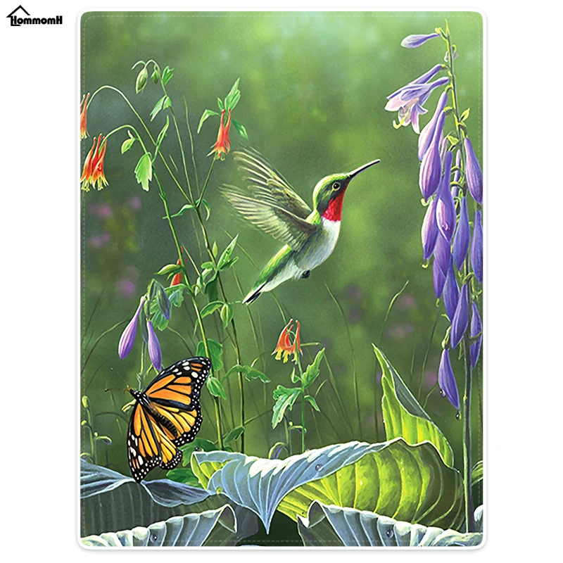 

Blanket Comfort Warmth Soft Cozy Air conditioning Easy Care Machine Wash Hummingbird Butterfly
