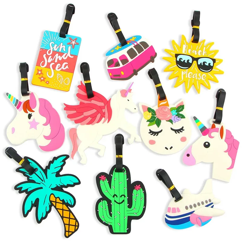 

1PCS Luggage Tag Silicone Cartoon Cute Fruits Food Beach Style Suitcase Tags Name Address Holder Baggage Boarding Tags Label