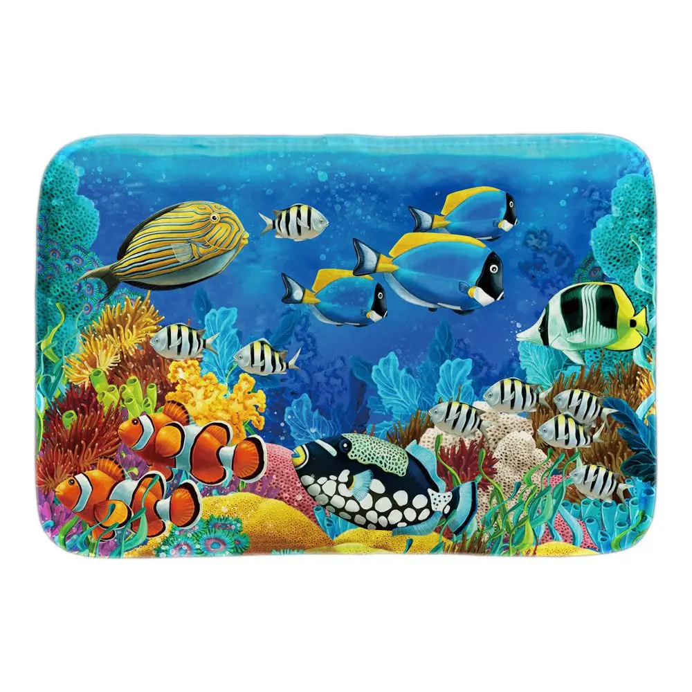 Home Door Mat Underwater Scenery Tropical Fish Doormats font b Indoor b font Outdoor Mats Soft