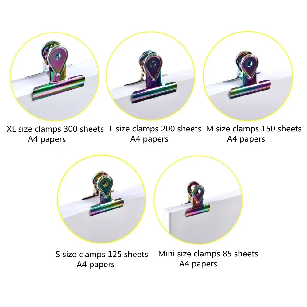Радуга бульдог клипы Красочные Office отделка клип Нержавеющая сталь металла получения папку Бумага документ зажимы капля