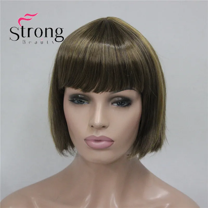 StrongBeauty женский короткий боб прямой блонд полный синтетический парик для повседневной носки