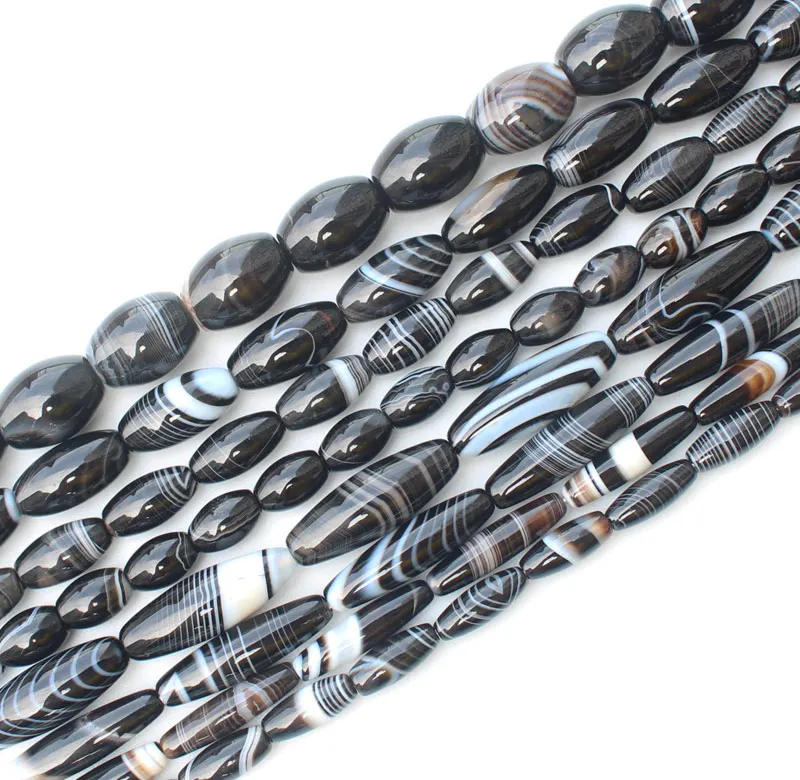 Black stripe ag 6-30mm Oval beads 15inch per strand, For DIY Jewelry Making, pendant,necklace