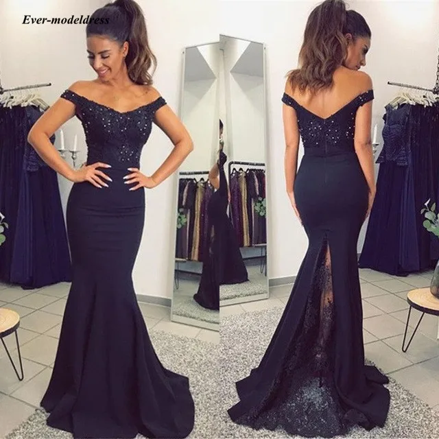 Best Offers Navy Blue Mermaid Bridesmaid Dresses 2019 Off Shoulder V Neck Beaded Back Split Lace Long Formal Wedding Guest Party Gowns Best Offers Navy Blue Mermaid Bridesmaid Dresses 2019 Off Shoulder V Neck Beaded Back Split Lace Long Formal Wedding Guest Party Gowns