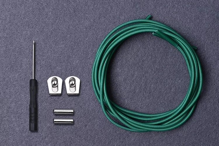 Dark green 1 пара шнурков для обуви без завязок, эластичные круглые шнурки с металлической пряжкой, для детей и взрослых, быстро тянущиеся кроссовки, шнурки для обуви, шнурки для обуви - Цвет: Dark green