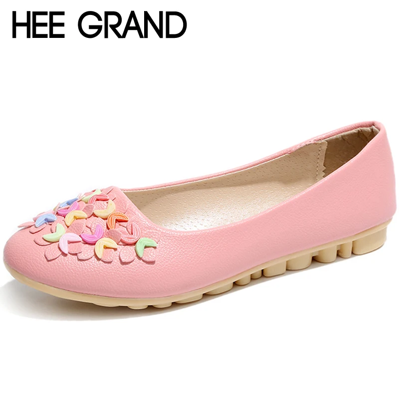 

HEE GRAND Flower Shallow Spring Women Loafers Soft Slip On Round Toe Flats For 2018 Summer Creepers Shoes Woman XWD6743
