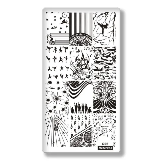 Mezerdoo празднование ногтей штамповка пластины Хэллоуин Череп русалка панда дизайн маникюр Дизайн ногтей шаблон изображения - Цвет: Mezerdoo C06