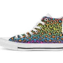 1997 неоновые радужные леопардовые новые дизайнерские высокие парусиновые туфли на заказ Повседневная обувь на плоской подошве Прямая