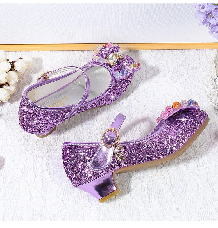 Sapatos de Dança Praça de Salto Sapatos de Princesa de Festa Crianças Brilho Strass Sapatos Meninas Alto 26-38 7 Cores Z12 Gzx02 jy 8 Cheap Sapatos de couro