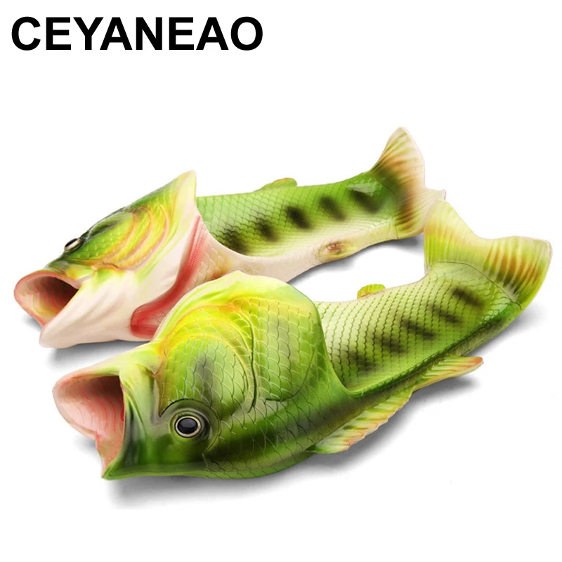 

CEYANEAOBomlight Personality Shoes Men Sandals Fish Slippers Mens Flip Flops Fish Sandals Beach Strange Slippers Sandaliase1801