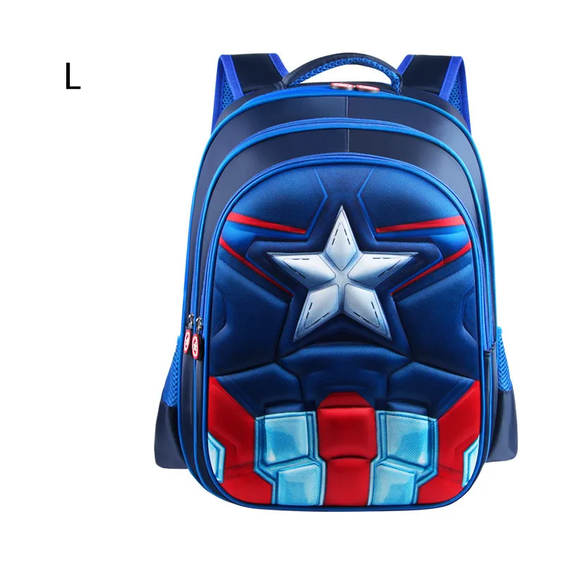 Рюкзак супермена с героями мультфильмов, американский капитан, Человек-паук, школьный рюкзак первоклассника для мальчиков и девочек, школьный рюкзак - Цвет: 003--blue--L
