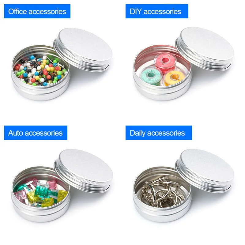 Small round outlet tin containers