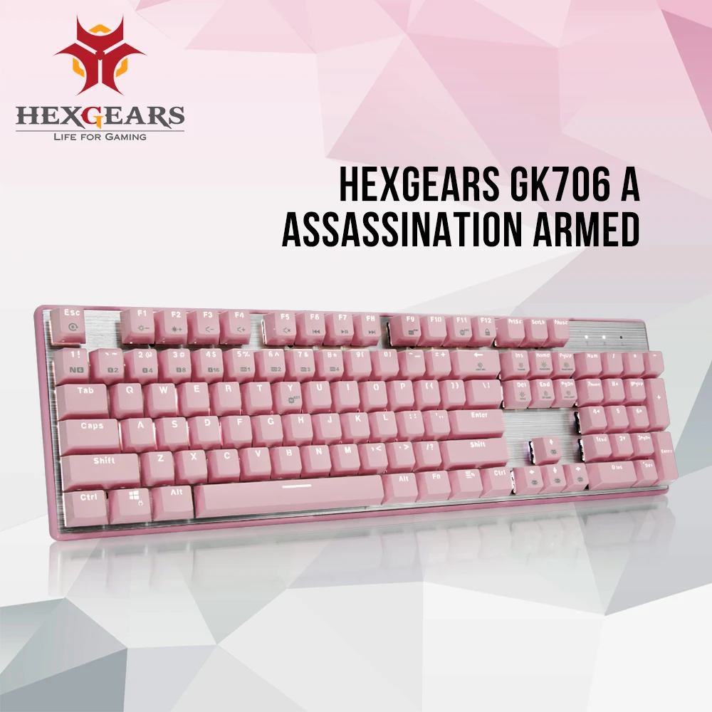 

HEXGEARS GK706 Kailh MX Blue Switch Mechanical Gaming Keyboard Water Resistance Pink 104 Key Mechanical Keyboard