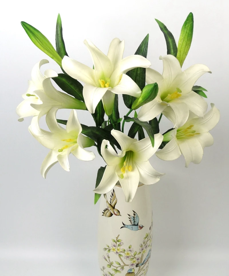 6PCS Decorative Silk Flowers Simulation Lily Artificial Flower Wedding