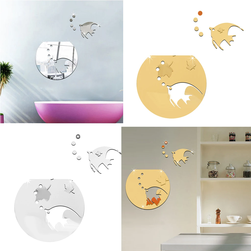 3d Fish Tank Wall Sticker Mirror Decor Wall Decal for Kids Room， Living Room， Bedroom， Kitchen， Bathroom， Entrance