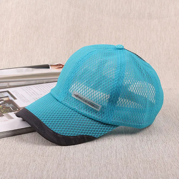 REALBY Повседневное сетки шляпы cap путешествия плоским шляпа пляжная бейсболка с солнцезащитным козырьком кепки, Кепка с задней застёжкой touca chapeus для женщин мужские - Цвет: blue