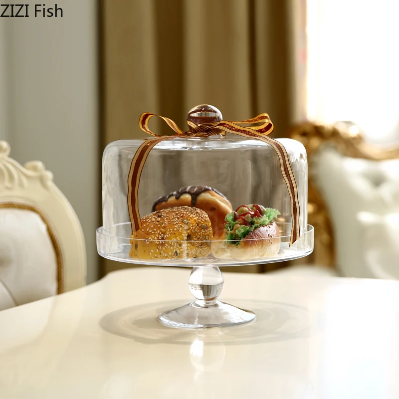 

Transparent Glass Cupcake Stand Glass Cover Wedding Cake Display Decoration Plate Bakeware Kitchen Accessories Candy Bar