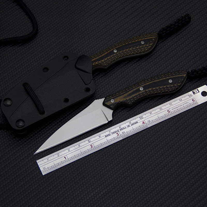 Купить Полный Тан Тактический шеи Ножи 8Cr13Mov EDC утилита фиксированным лезвием Ножи самообороны Прямые ножи Открытый Инструменты охотничий инструм...