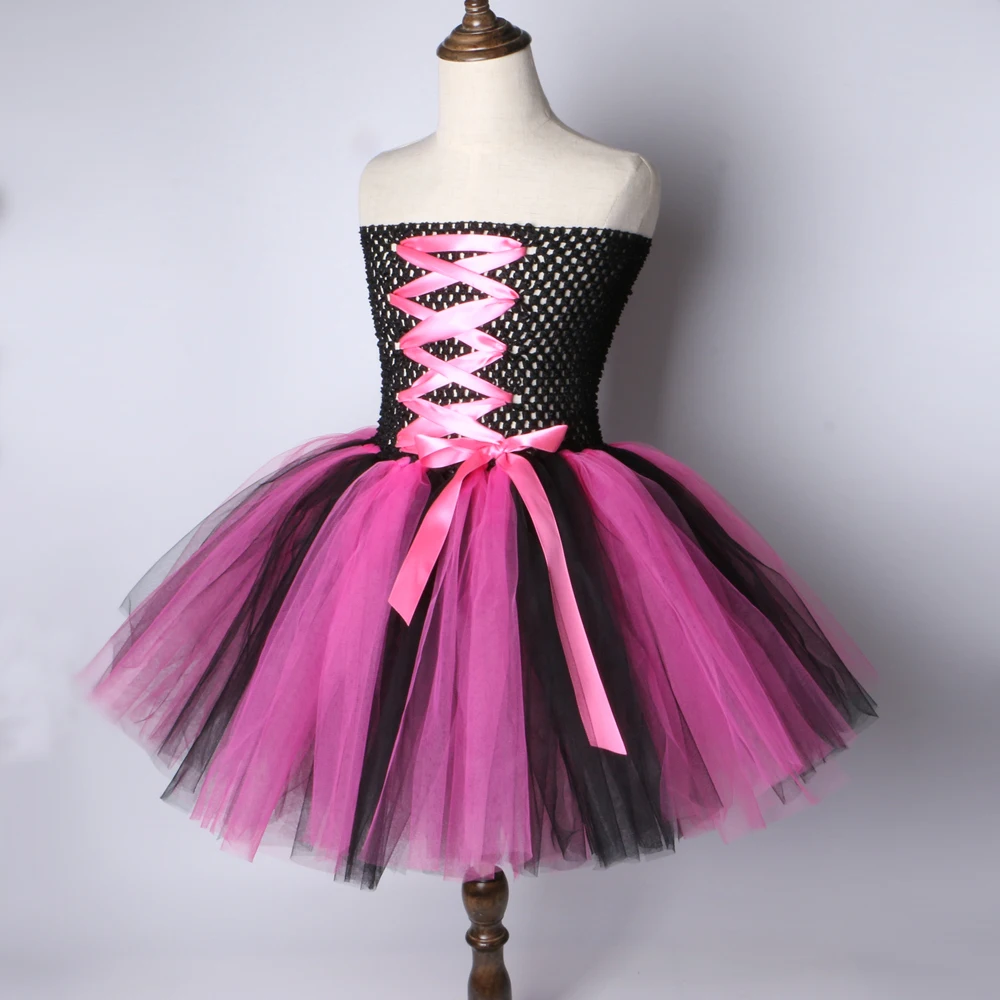 Hot Pink And Black Rock Star Tutu Dress 