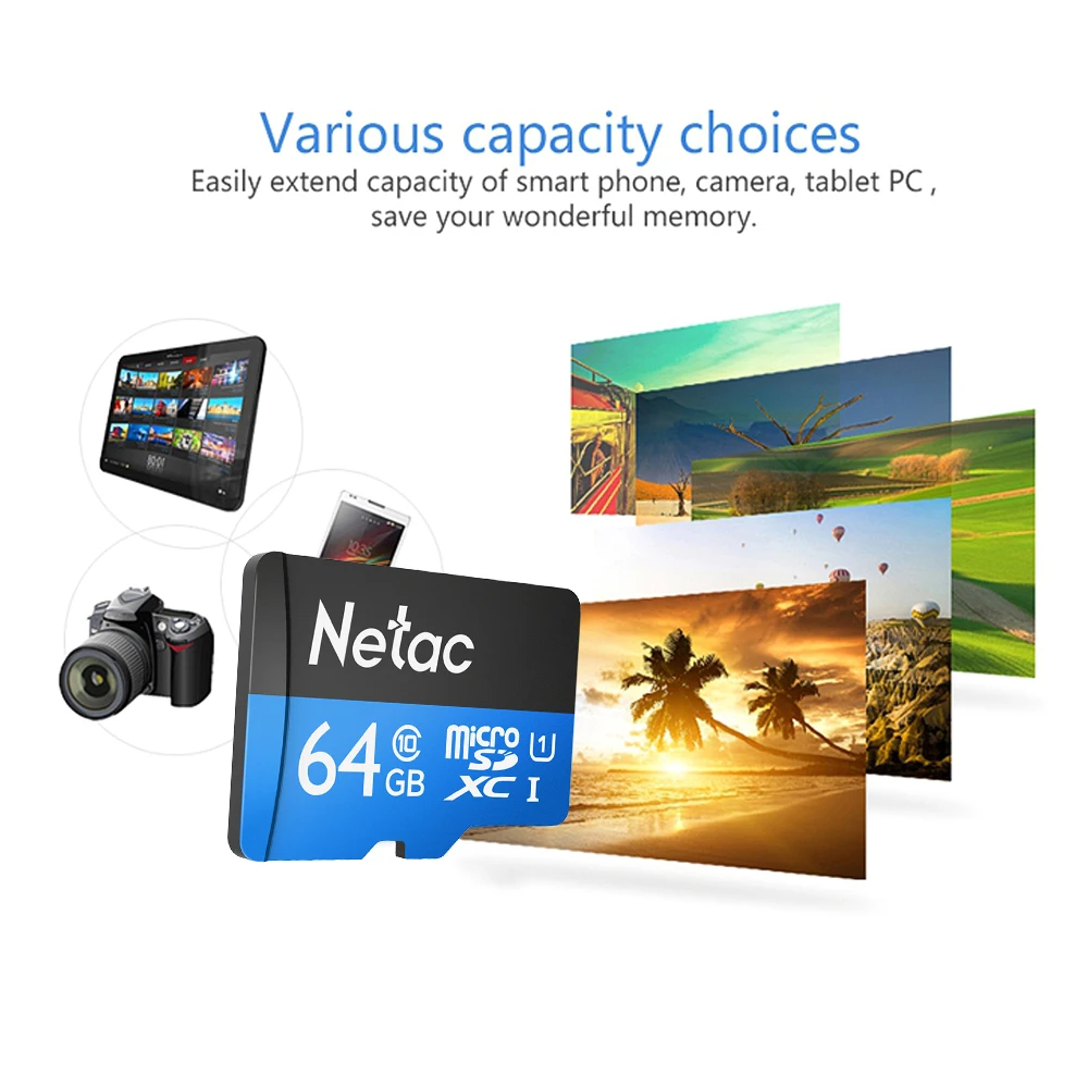 Netac P500 класс 10 карты памяти 16 GB/32/64/128 ГБ Micro SDHC TF карта хранения данных UHS-1 микро SD карты высокой Скорость до 80 МБ/с