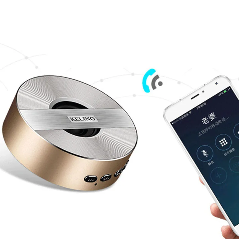 Keling мини беспроводной bluetooth динамик металлический портативный subwoof звук с