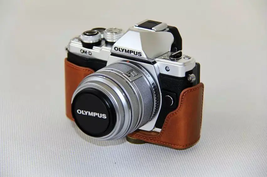 Из искусственной кожи Камера сумка для Olympus EM10 III EM10III 14-42 мм крышка объектива Вт Батарея открытым