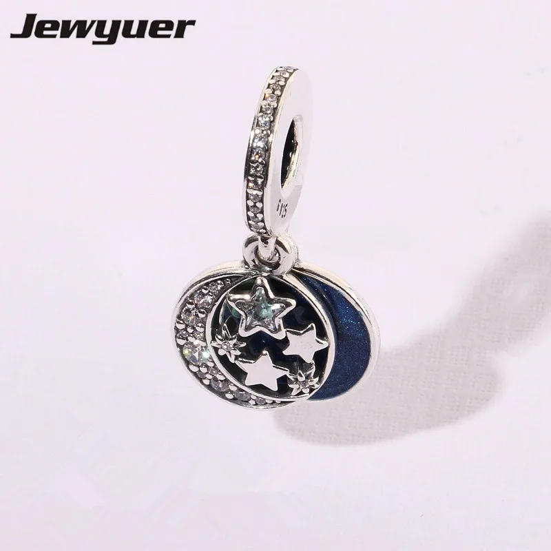 

Vintage Night Sky Midnight Blue Enamel charms 925 sterling silver jewelry fit necklace bracelet diy pendant Christmas gift DA190
