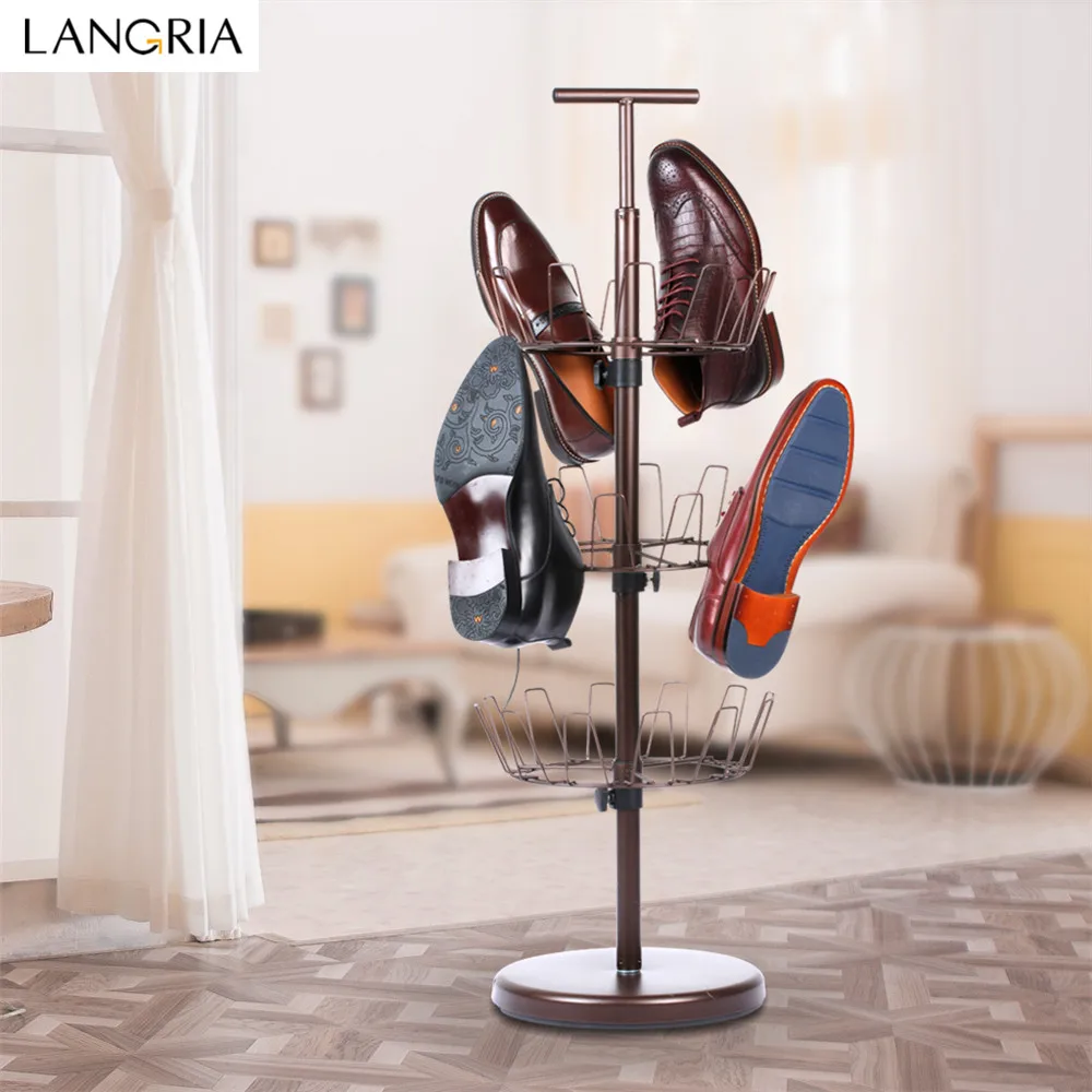 LANGRIA 3 Tier Revolving Shoe Organizer Rack Shoe Tree