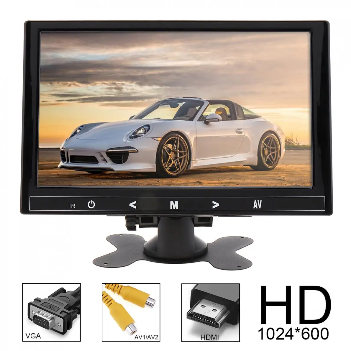 

9 Inch 16:9 HD 1024*600 TFT LCD Car Rear View Monitor 2 Video Input DVD VCD Headrest Auto Monitor Support Audio Video HDMI VGA