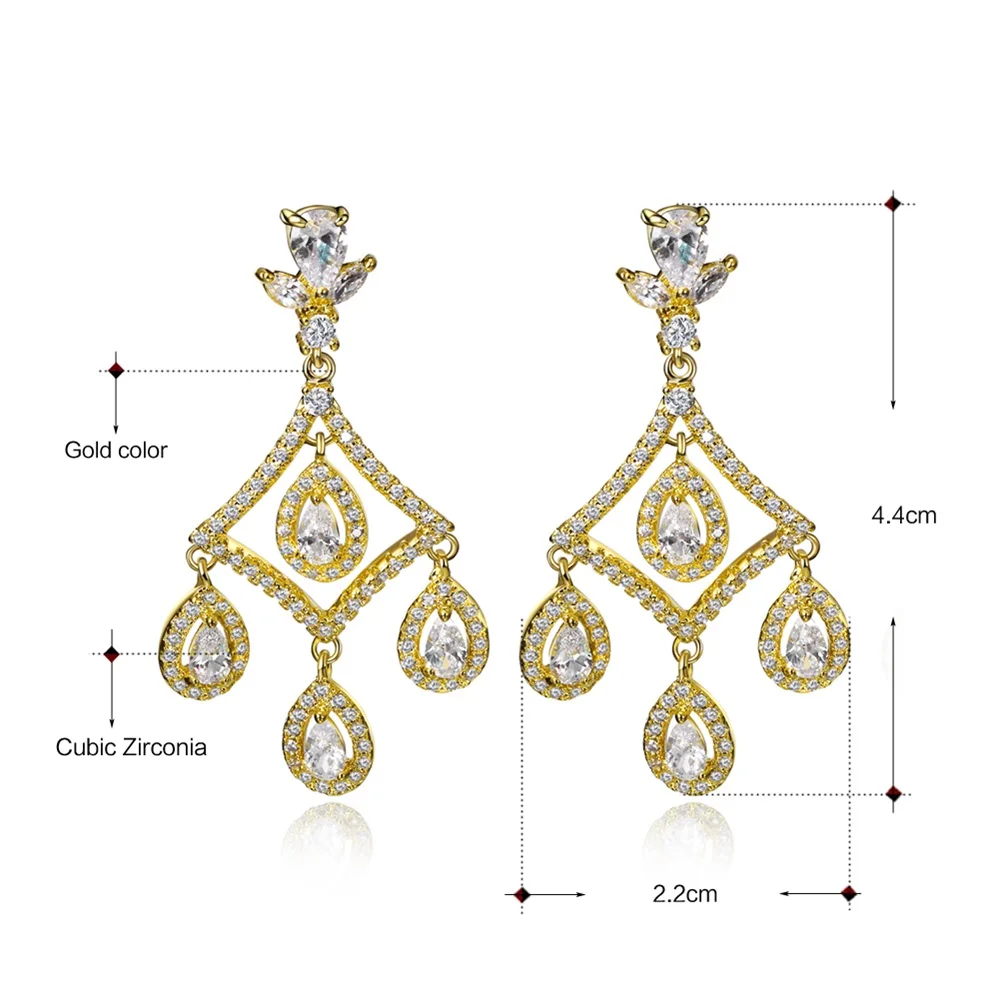 White/Gold color jewelry fast delivery statement jewellery copper elegant drop earrings for women New Water drop earring