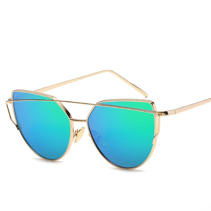

2018 Sunglasses Shades Women Luxury Cat eye Retro Mirror Rose New Gold Vintage Cateye Fashion sun glasses lady Eyewear Trendy