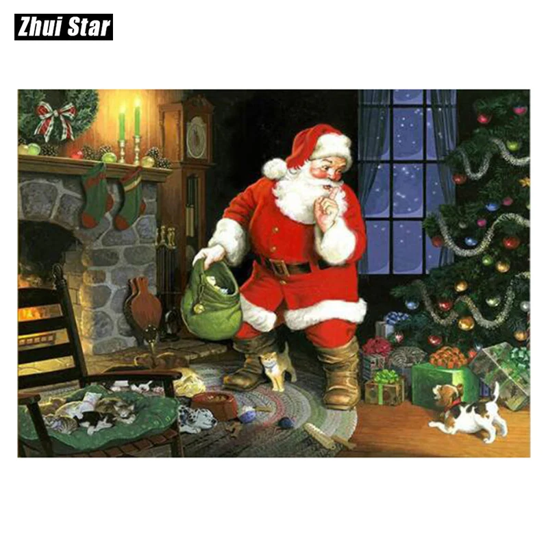 

Needlework Diy Diamond Painting Kit 5D Diamond Mosaic Embroidery Christmas Santa Claus Full Rhinestone Cross Stitch New Year