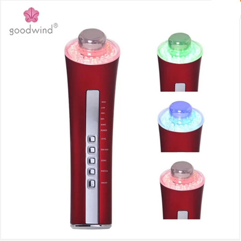 Health & Beauty face ultrasonic massager Skin Care Red Blue Yellow Photon Ionic Galvanic Anti-wrinkle Skin Rejuvenation