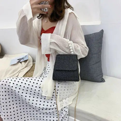 Summer Round Beach Women Straw Shoulder Bag Handbag Shopper Tote Crochet Satchel Women Handbags Bag Lady Crossbody