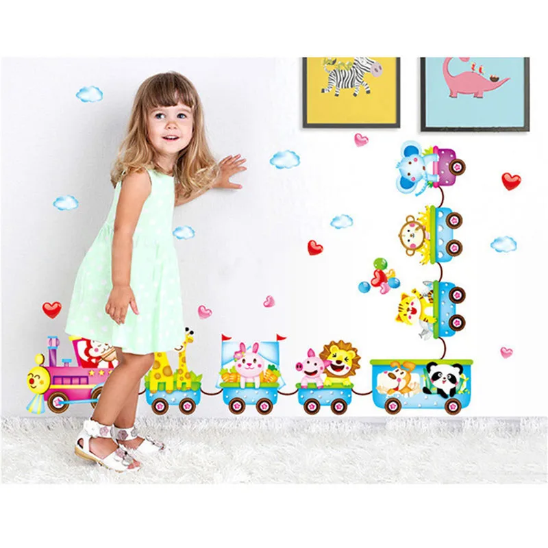 Cute Cartoon Wall Sticker Animal Monkey Giraffe Train Vinyl Removable Decal Mural Art DIY Baby Kids Room Nursery Home Decor | Дом и сад