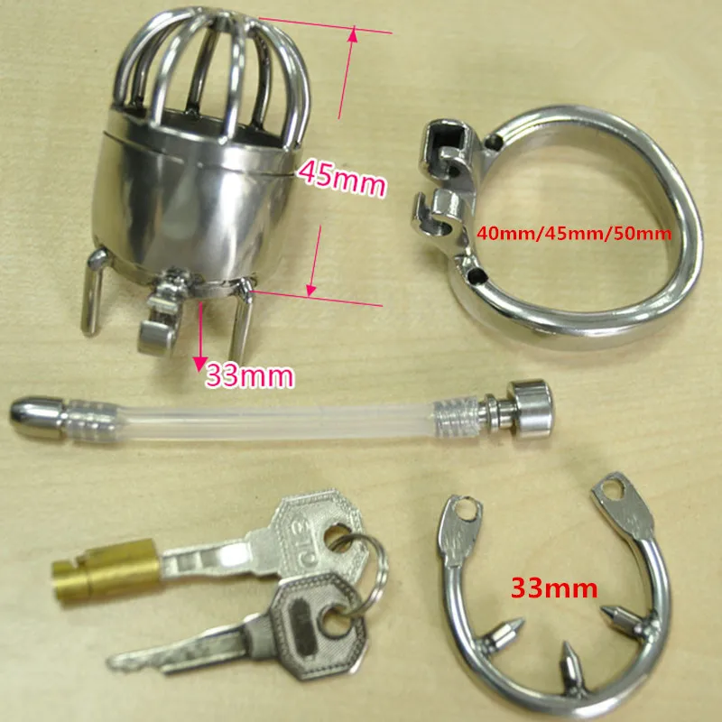 Stainless Steel Stealth Lock Male Chastity Device with Anti-Shedding Ring Urethral Catheter,Cock Cage,Penis Ring Sex Toy For Men
