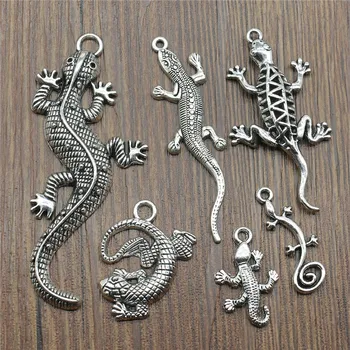 

20 Pcs Mix Charm Pendants For Bracelets Chameleon Charm Gecko Silver Color Lizard Charm Wholesale