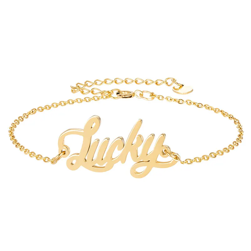 Letter Name "lucky" Charm Bracelet For Women Girl Initial Charm