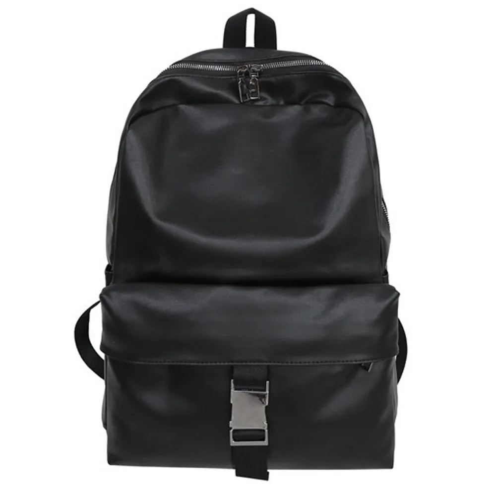 Vintage Neutral PU Leather Rucksack Zipper Feminine Backpacks Laptop Satchel Travel Backpack