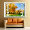 3d Window wall sticker New Forest Landscape In Four Seasons Wall poster Green Golden Tree Removable Wallpaper Modern Home Decal ► Photo 3/6